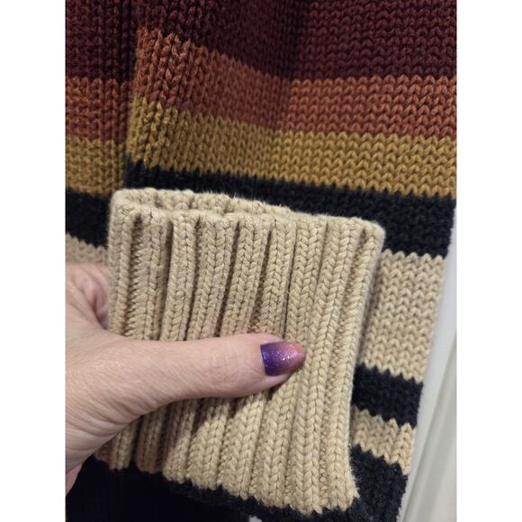 PENDLETON Harding Open Front LONG Cardigan Sweater Aztec Cotton Wool Women's L - Picture 12 of 12